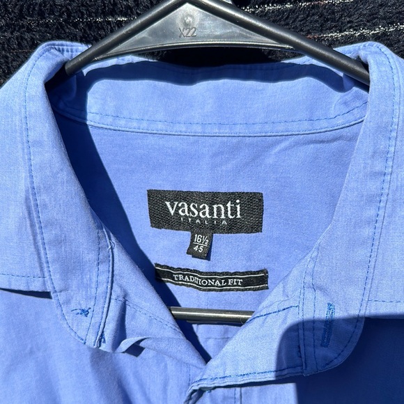 Vasanti Blue Button-Up Dress Shirt 16.5 Neck well-loved condition - Picture 2 of 7